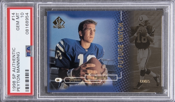 1998 SP Authentic #14 Peyton Manning Rookie Card (#1905/2000) – PSA GEM MT 10